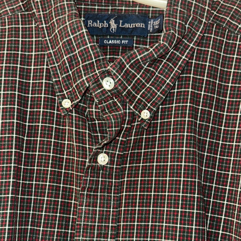 Ralph Lauren Dark Red / burgundy Men’s 3XLT Checkered Button-Down Shirt - Picture 3 of 12